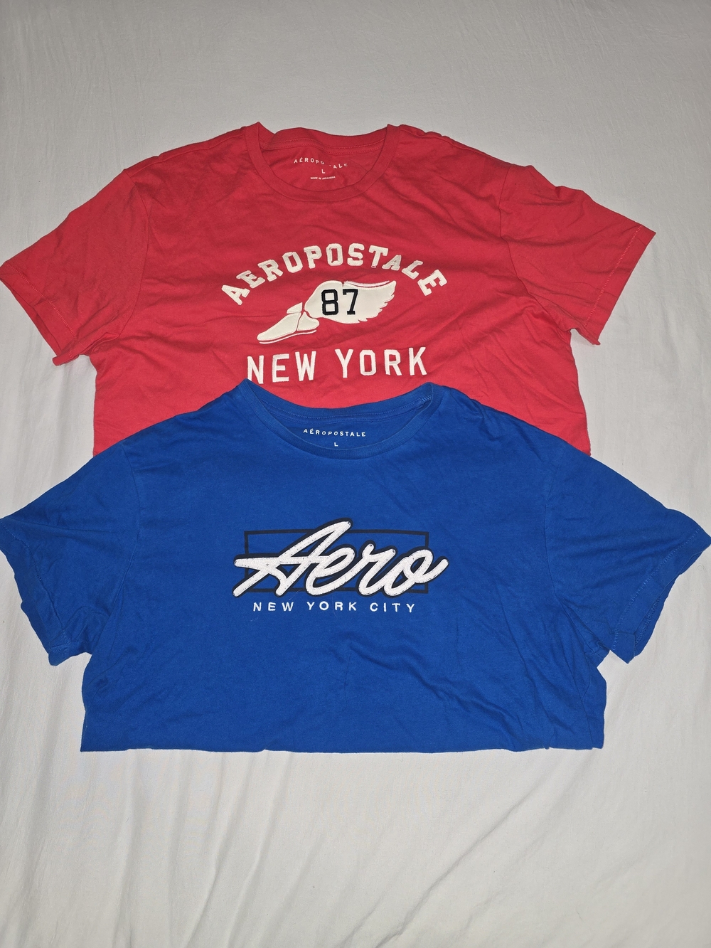 Aeropostale MENS Red & Blue Graphic Tee Duo